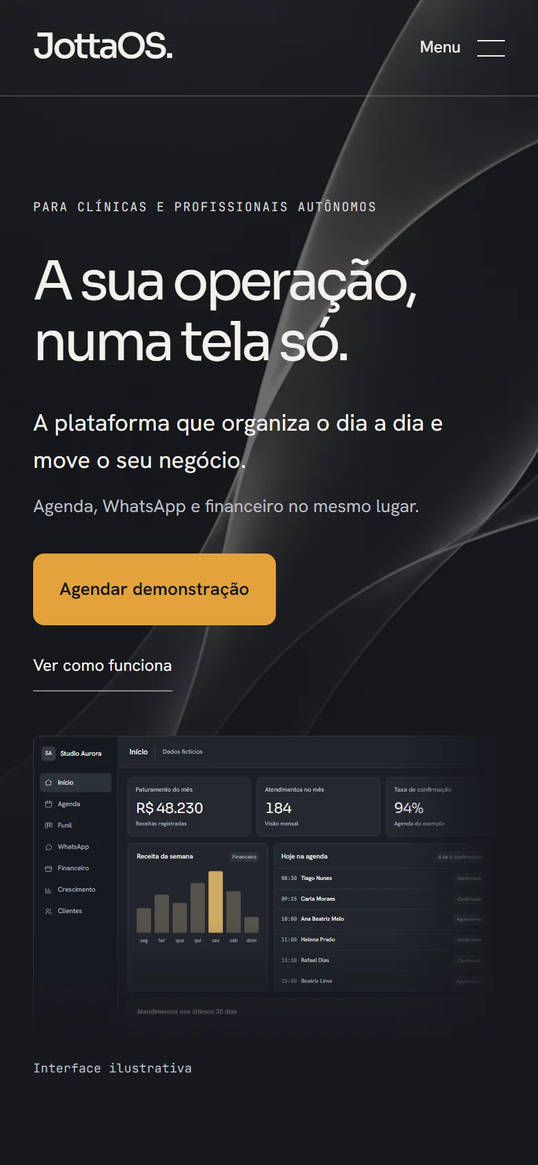 Versão mobile de JottaOS, interface ilustrativa
